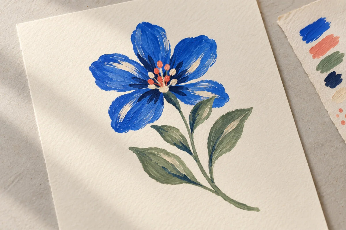 Your first acrylic marker project: five colors, one small study.