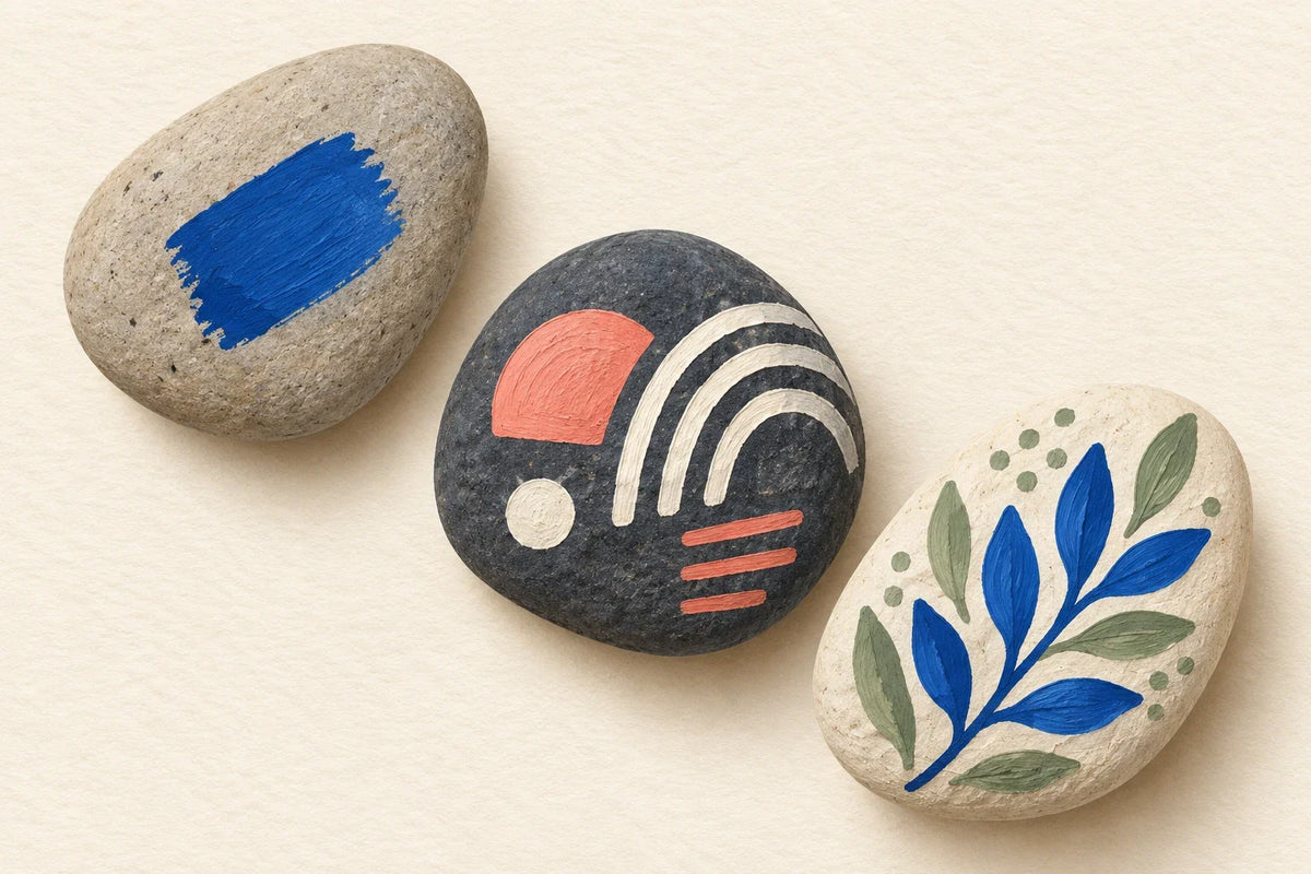 Paint pens for rocks: start with three simple marks