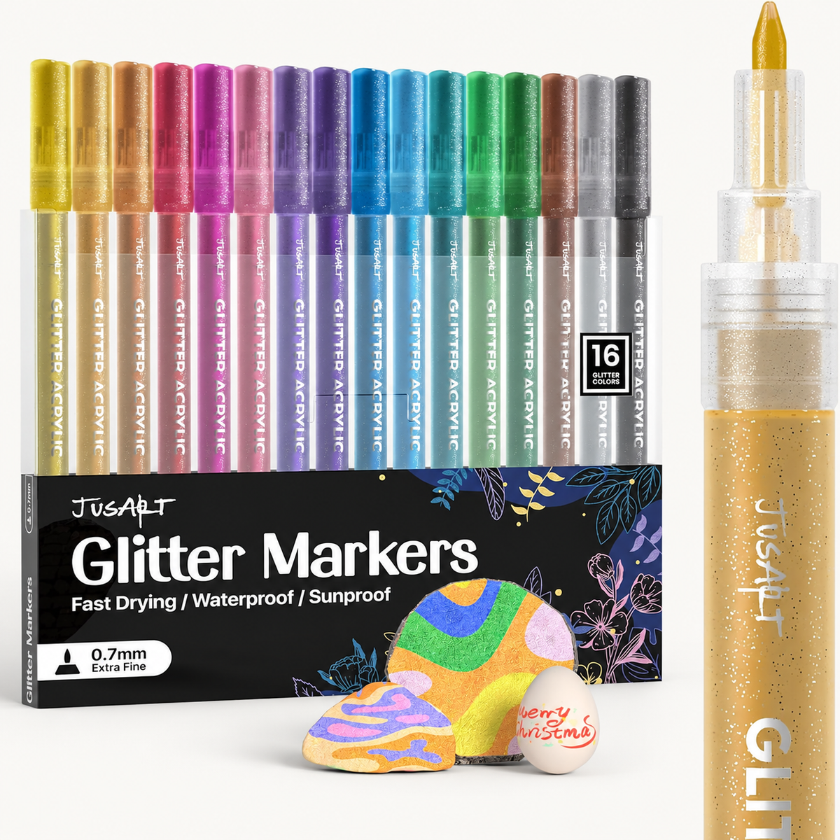 16-Color Glitter Markers