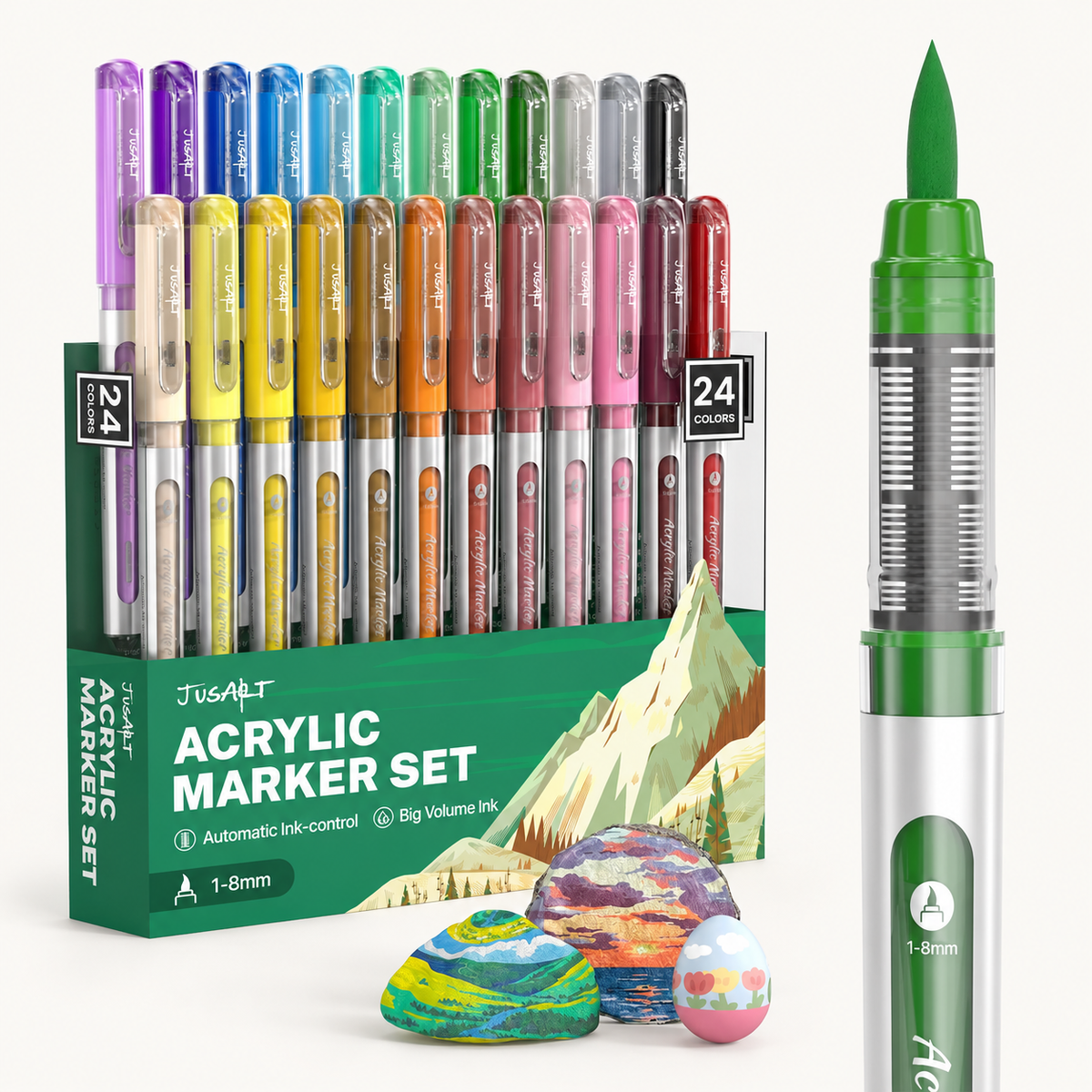 24-Color Acrylic Markers – Brush Tips