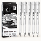 Paquete de 5 bolígrafos de gel blancos – Puntas surtidas