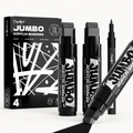 Paquete de 4 marcadores acrílicos jumbo negros: puntas de 15 mm y 0.7 mm