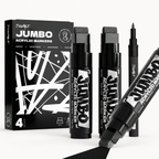 Paquete de 4 marcadores acrílicos jumbo negros: puntas de 15 mm y 0.7 mm