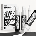 Paquete de 4 marcadores acrílicos jumbo blancos – puntas de 15 mm y 0.7 mm