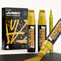 Paquete de 4 marcadores acrílicos dorados jumbo – Puntas de 15 mm y 0.7 mm