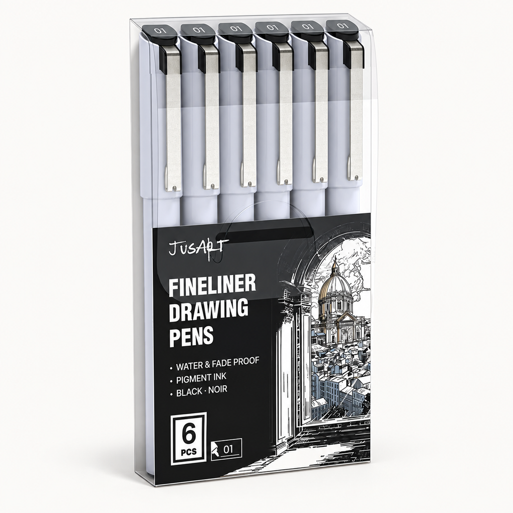 Paquete de 6 delineadores negros – puntas de 0.25 mm