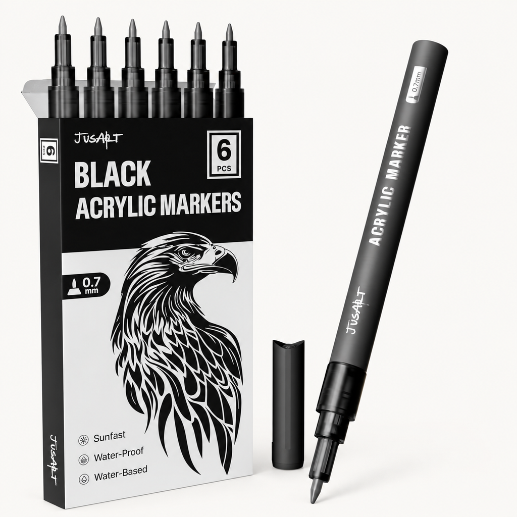 Black Acrylic Paint Markers – 6 Pack