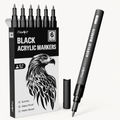 Black Acrylic Paint Markers – 6 Pack