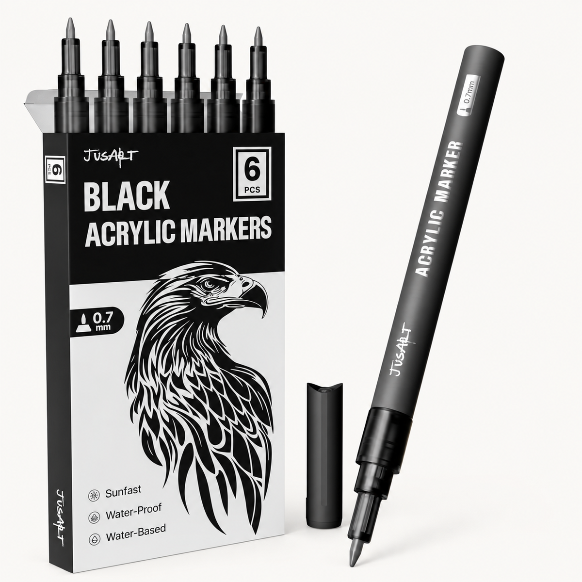 Black Acrylic Paint Markers – 6 Pack
