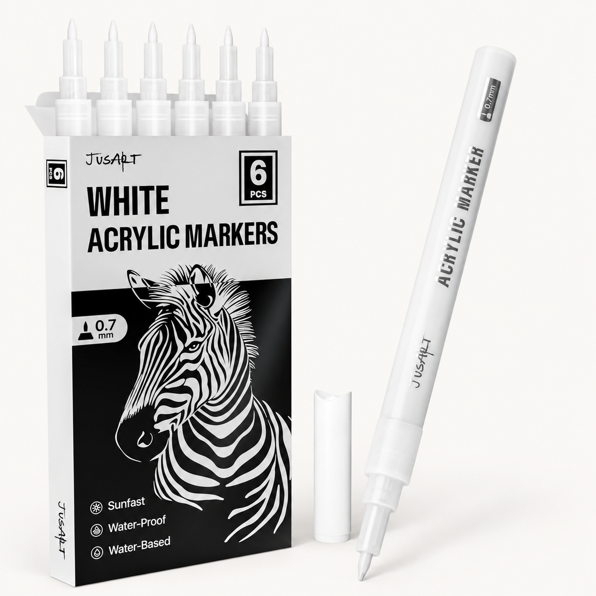 White Acrylic Paint Markers – 6 Pack