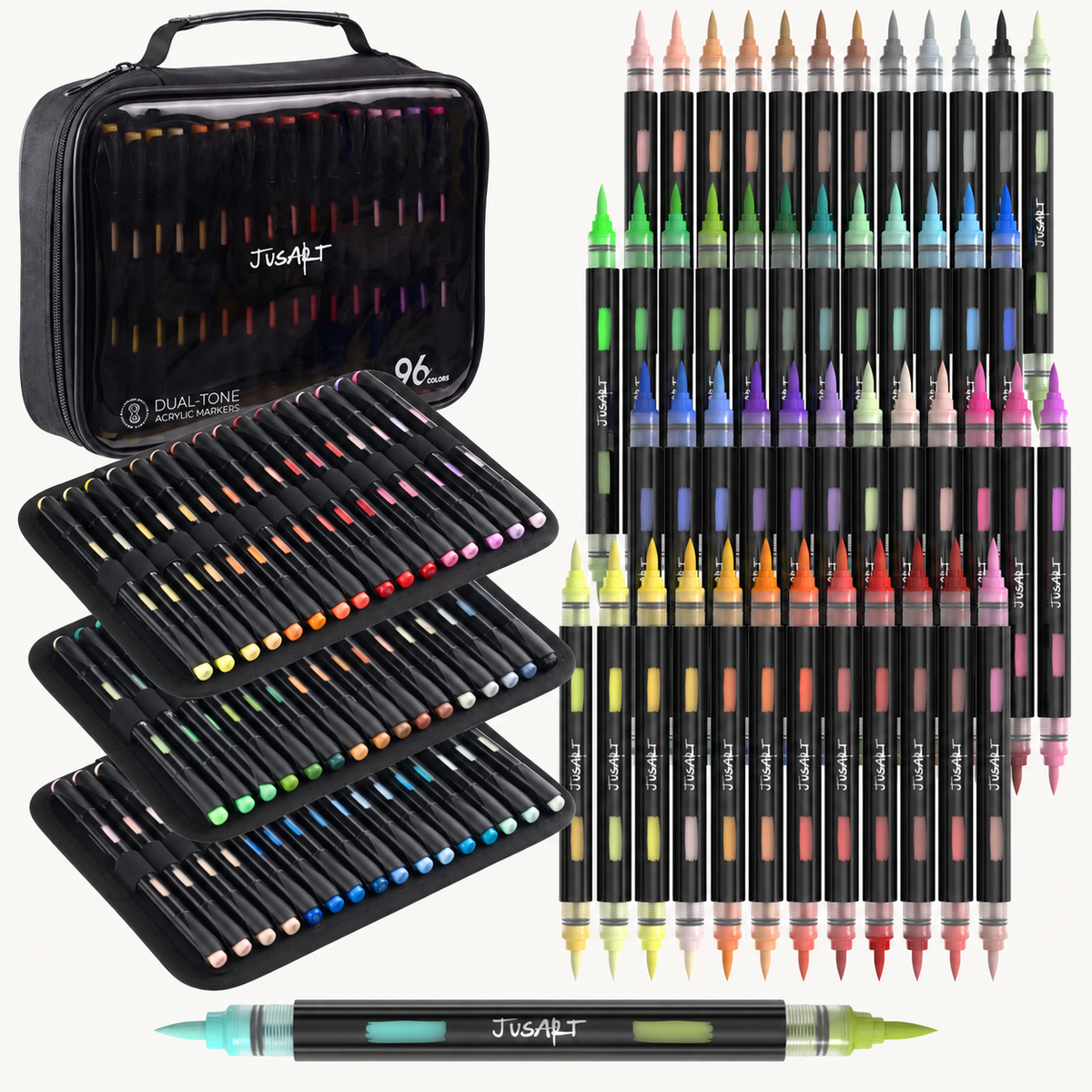Marcadores acrílicos de pincel de 96 colores – 48 rotuladores de doble punta