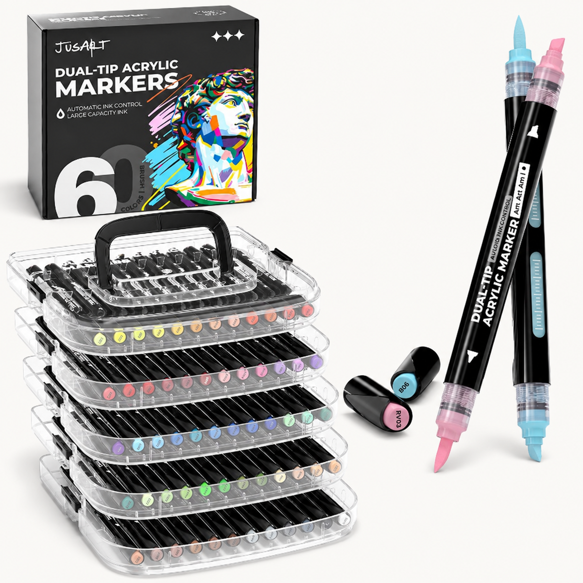 60-Color Dual Tip Acrylic Markers