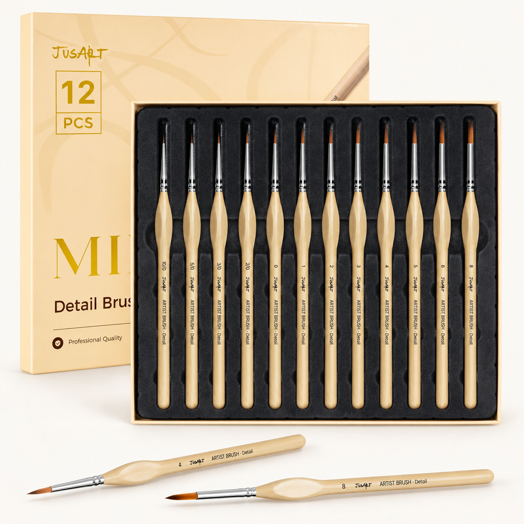 12-Piece Detail Paint Brush Set – Wood
