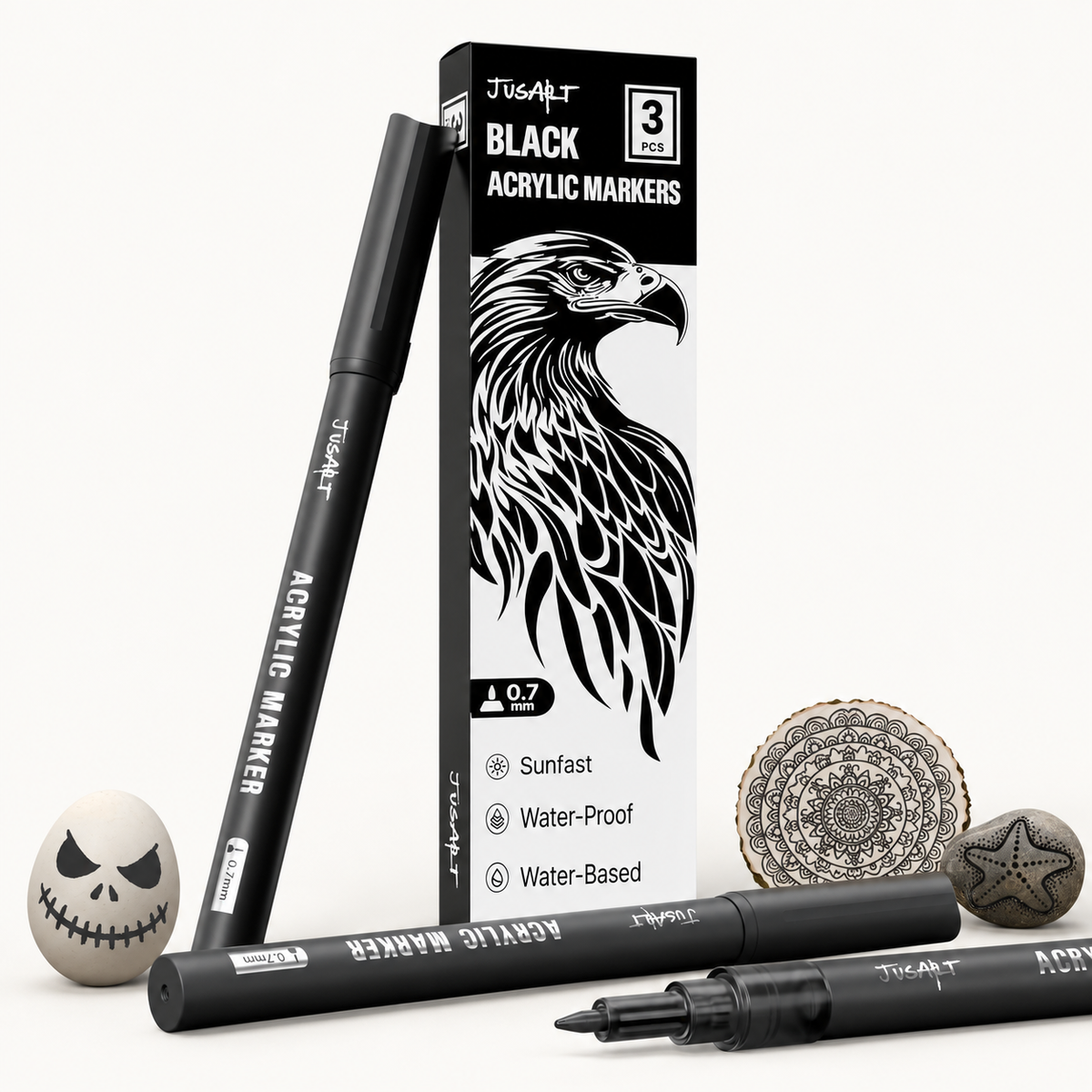 Black Acrylic Paint Markers – 3 Pack