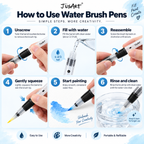 12-Pack Water Brush Pens – Pointed & Flat Tips