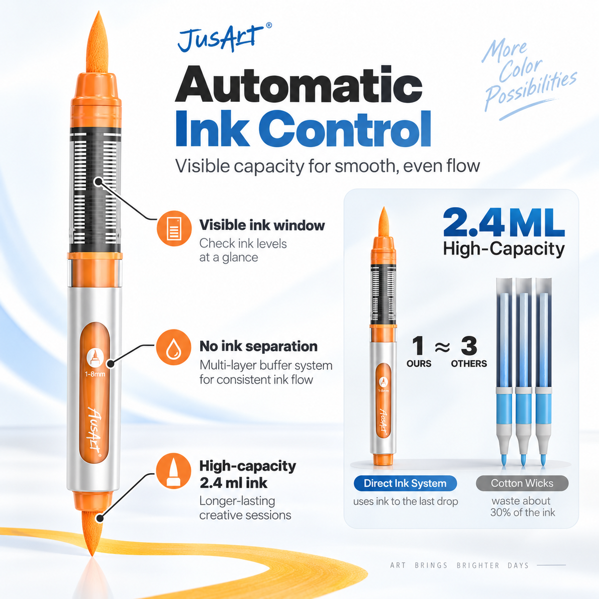 30-Color Acrylic Markers – Brush Tip