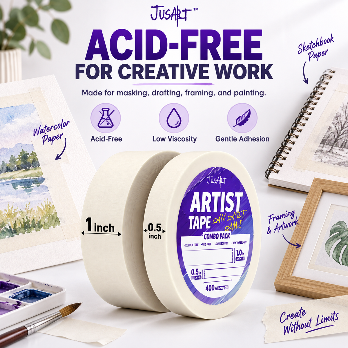 Artist Tape Combo Pack – 1/2 in + 1 in