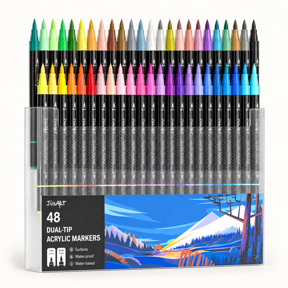 Rotuladores acrílicos de 48 colores – Puntas pincel y fina
