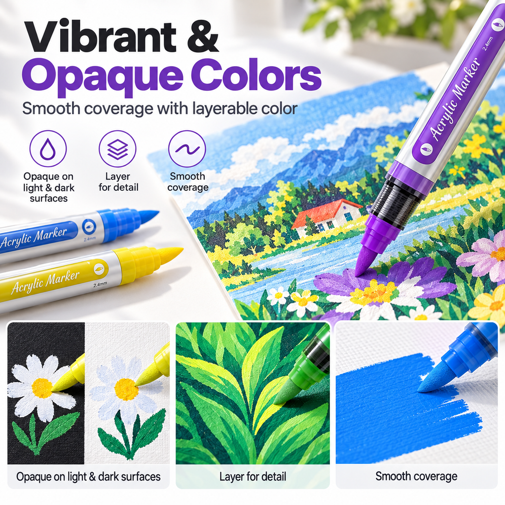72-Color Acrylic Markers – Brush Tip