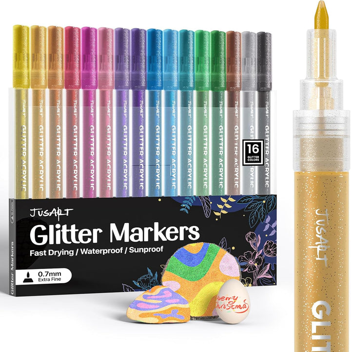 Marcadores con purpurina de 16 colores