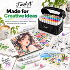 72-Color Alcohol Markers – Dual Tip Brush & Chisel Set