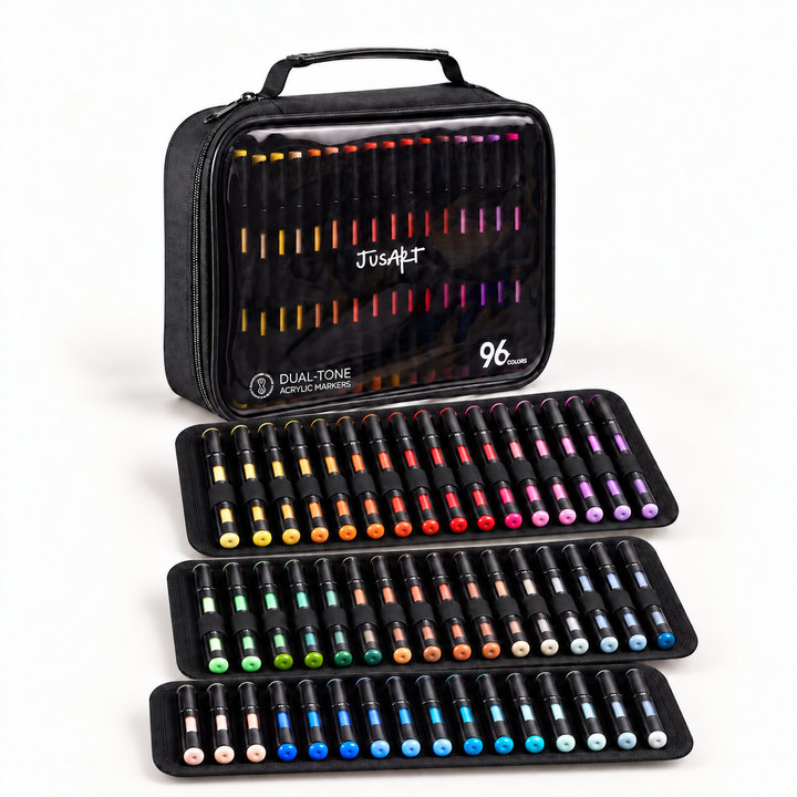 Marcadores acrílicos de pincel de 96 colores – 48 rotuladores de doble punta