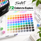 72-Color Alcohol Markers – Dual Tip Brush & Chisel Set