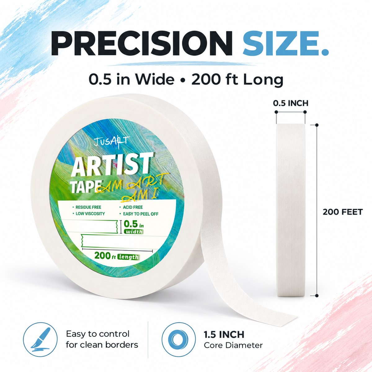 Artist Tape for Watercolor Paper – 0.5 in × 200 ft