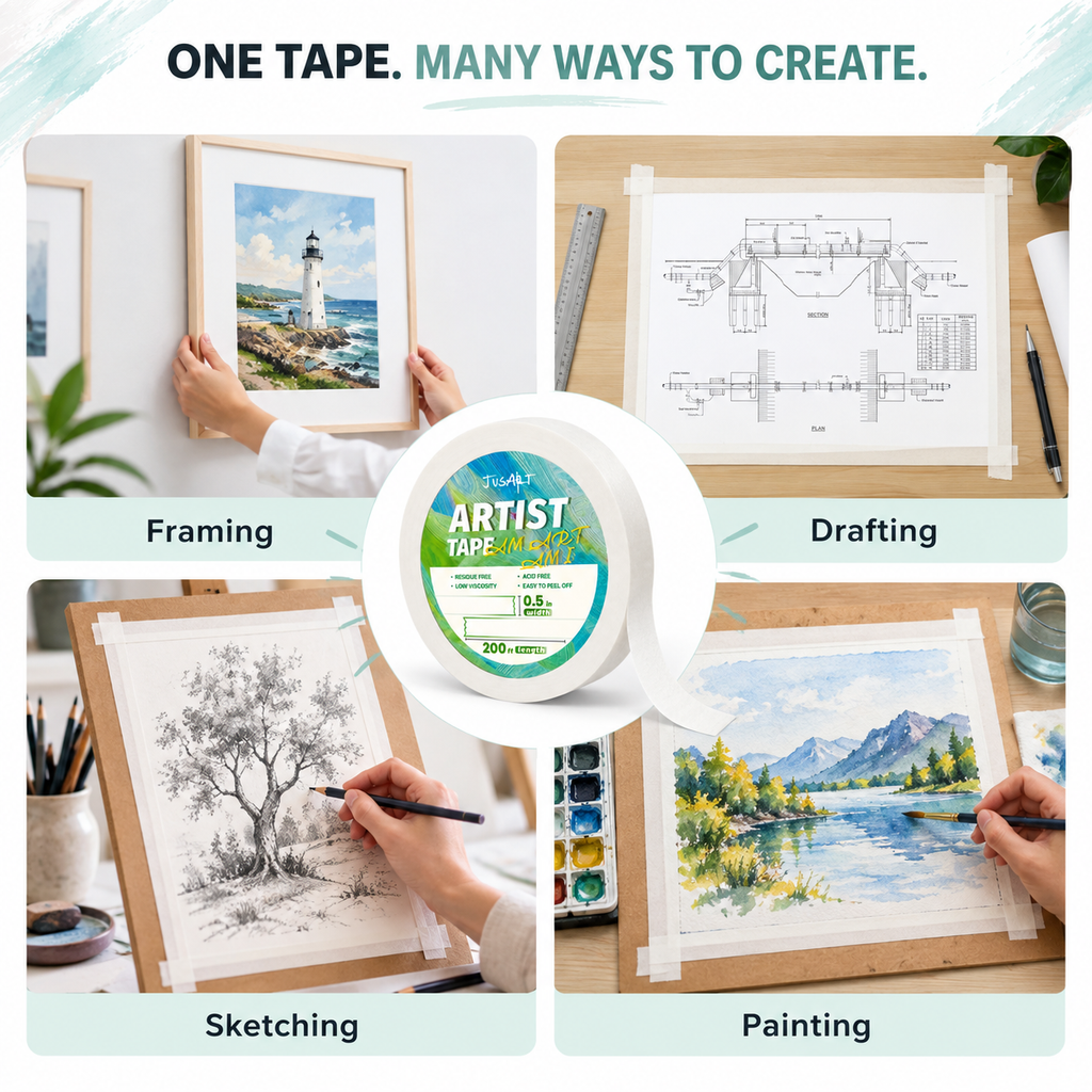 Artist Tape for Watercolor Paper – 0.5 in × 200 ft