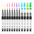 12-Pack Water Brush Pens – Pointed & Flat Tips
