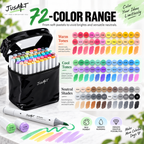 72-Color Alcohol Markers – Dual Tip Brush & Chisel Set