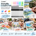 12-Pack Water Brush Pens – Pointed & Flat Tips