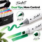 72-Color Alcohol Markers – Dual Tip Brush & Chisel Set