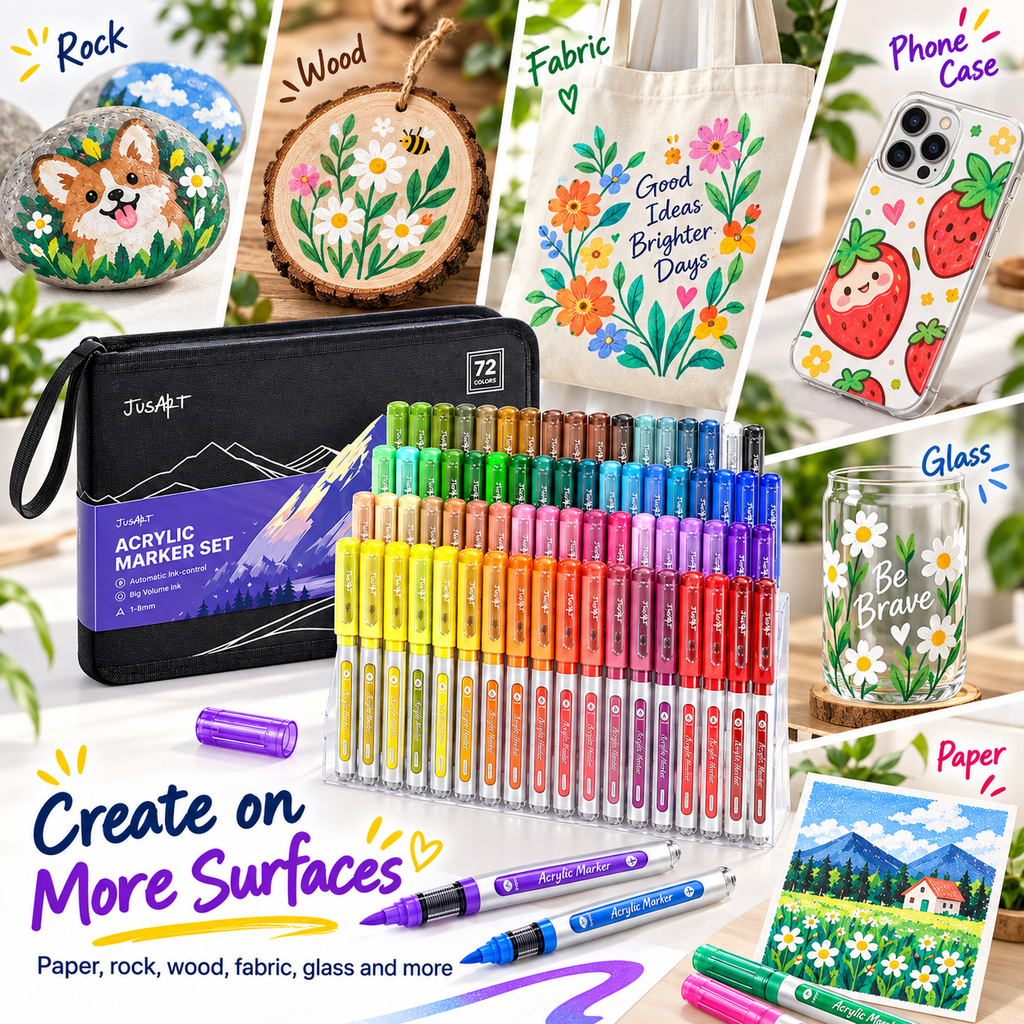 72-Color Acrylic Markers – Brush Tip