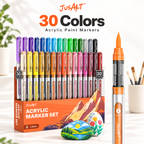 30-Color Acrylic Markers – Brush Tip