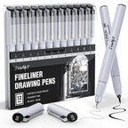 Black Fineliners – 12 Tip Sizes