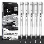Paquete de 5 bolígrafos de gel blancos – Puntas surtidas