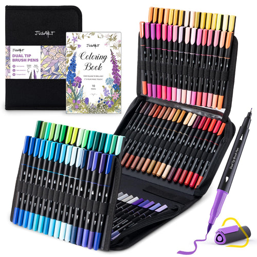 100-Color Coloring Markers – Fine & Brush Tips