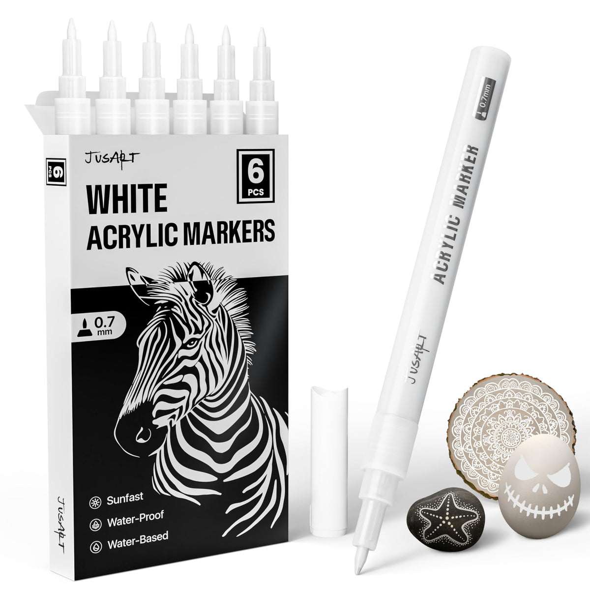 White Acrylic Paint Markers – 6 Pack