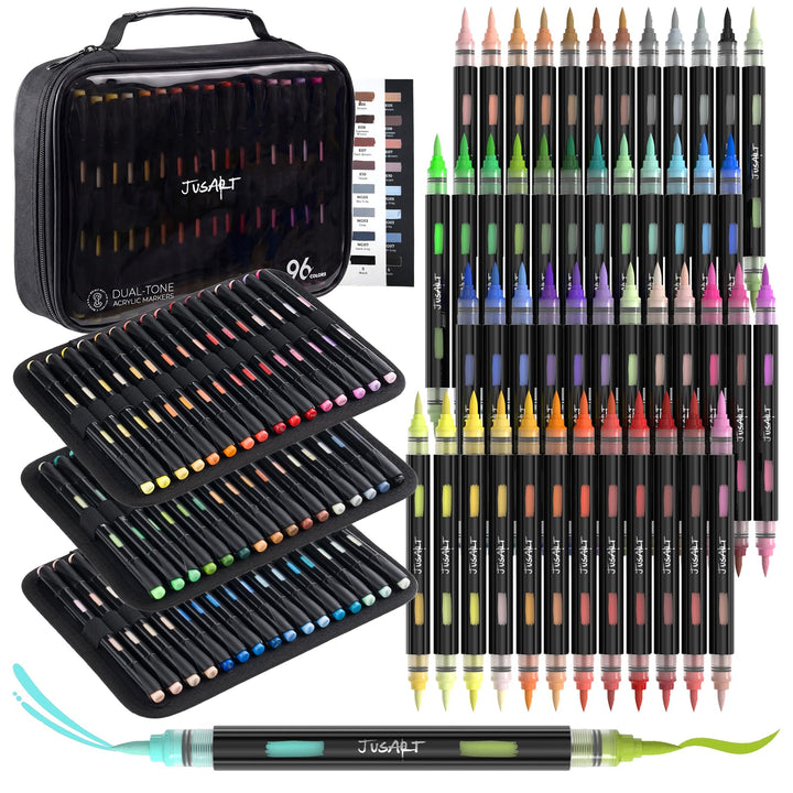 Marcadores acrílicos de pincel de 96 colores – 48 rotuladores de doble punta