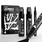 Paquete de 4 marcadores acrílicos jumbo negros: puntas de 15 mm y 0.7 mm