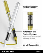 6 Pack White & Gold Paint Pens Brush Tip, Automatic Ink Control, Water-Based, No-Bleed Acrylic Markers for Drawing Arts & Crafts, Works on Canvas, Wood, Glass, Rock, Metal