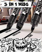 Paquete de 4 marcadores acrílicos jumbo negros: puntas de 15 mm y 0.7 mm