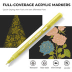 JusArt 6 Pack Gold Acrylic Paint Markers, 0.7mm Fine Point Acrylic Paint Pens for Rock Painting, Art Projects, Ceramic, Glass, Wood, Metal, Fabric, DIY, Ideal Gold Permanent Marker for Art Supplies
