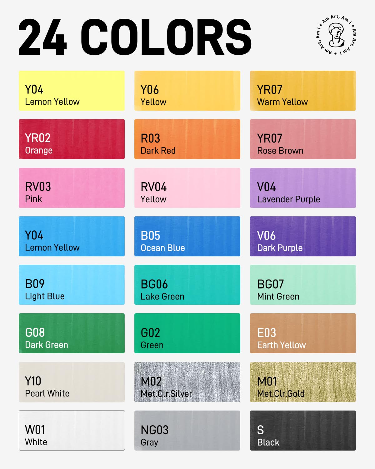 Acrylic Paint Markers, 24 Colors, Brush Tip, Automatic Ink Control