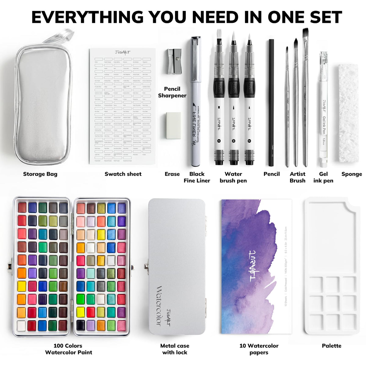 100-Color Watercolor Paint Set