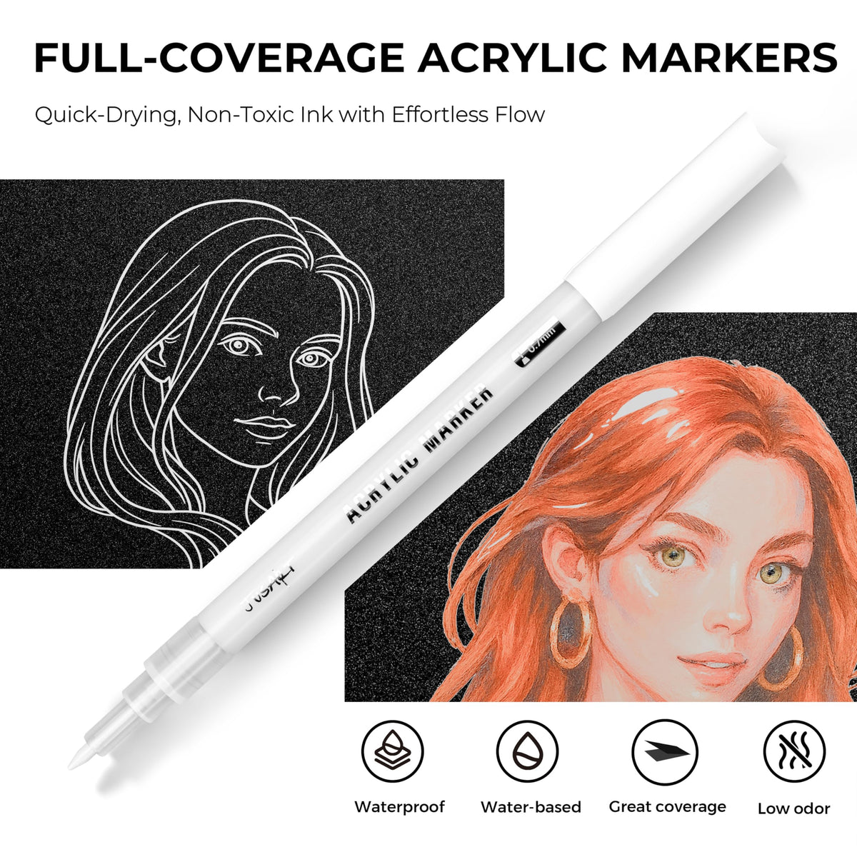 White Acrylic Paint Markers – 6 Pack