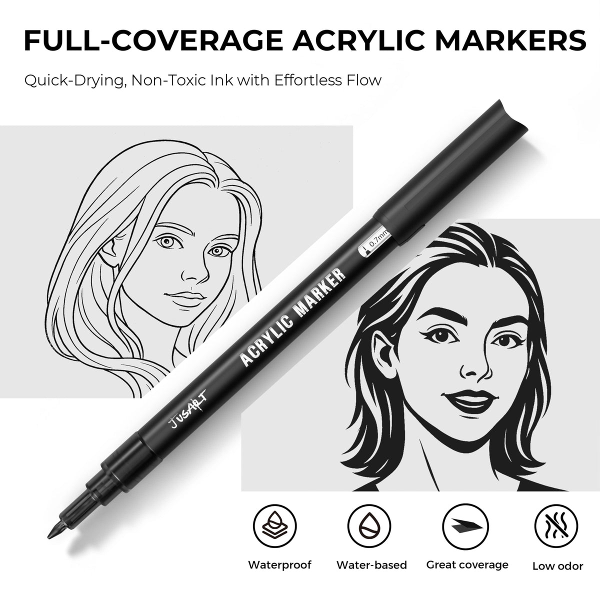 Black Acrylic Paint Markers – 3 Pack