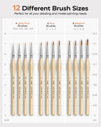 12-Piece Detail Paint Brush Set – Wood