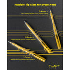 3-Pack Gold Gel Pens – Assorted Tips